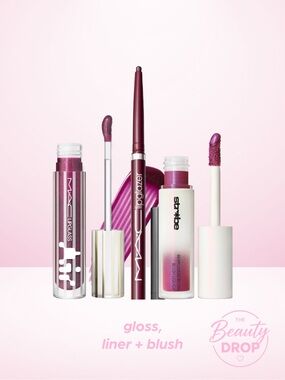 MAC Lipglass Air, Lip Glazer Liner + Strobe Liquid Blush